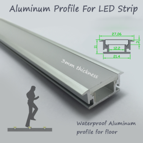 Perfil de alumínio anodizado anodizado de R2U-033 extrusão de 5050/5730 Luzes flexíveis de banda larga dissipando o calor do canal de iluminação de longa duração